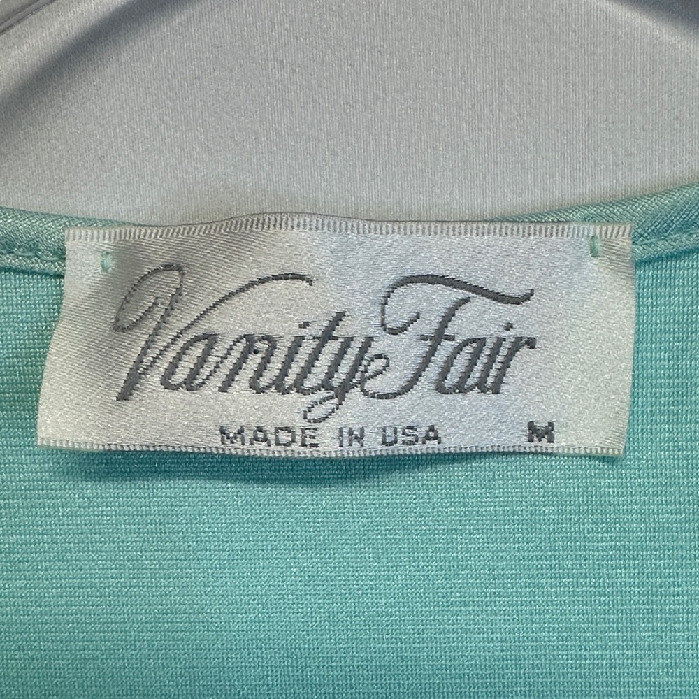 Vintage Vanity Fair Seafoam Green Nylon Robe Dressing Gown Lace Embroidered Yoke - Picture 2 of 6